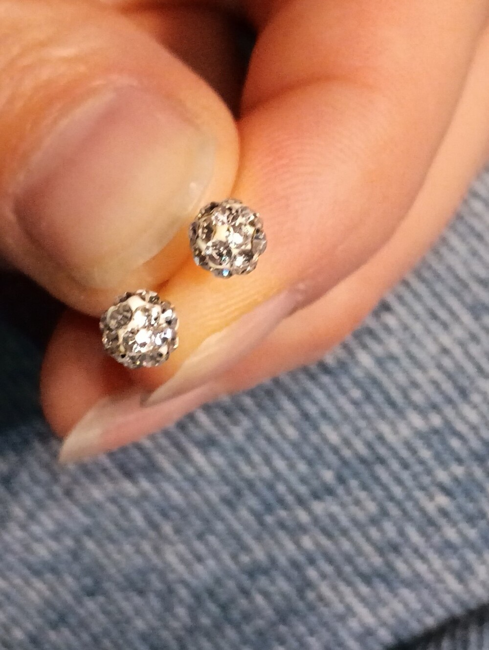 10k Gold Stamped Posts Crystal Disco Ball Earrings